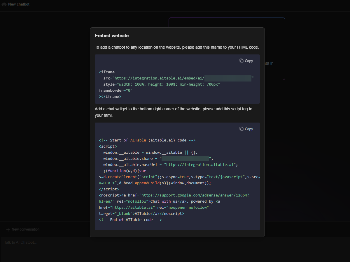 illustration, demonstrates two methods for embedding an AI Agent into a webpage: using iframes and JavaScript code.