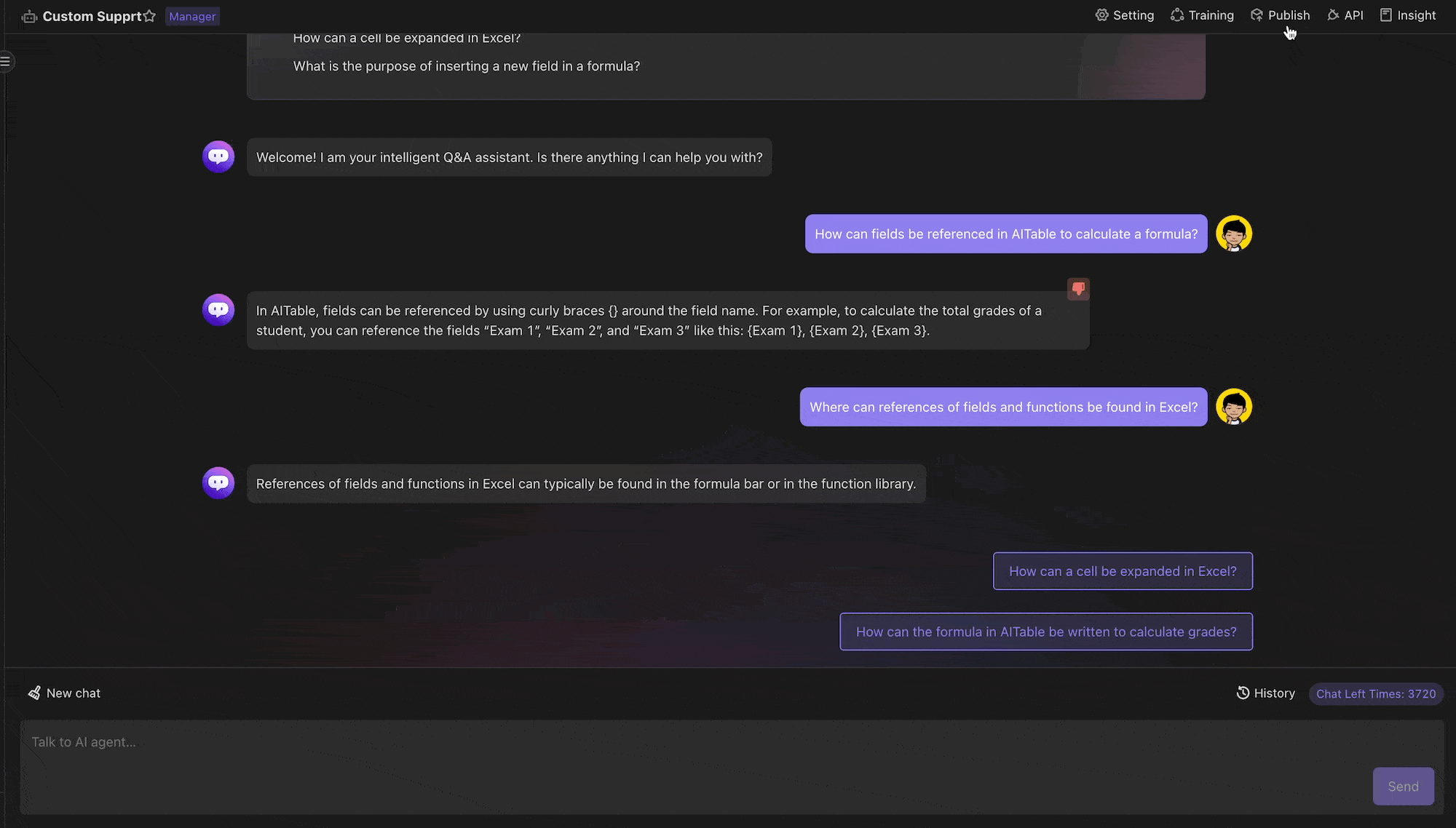 Illustration of showing AI agent conversation log