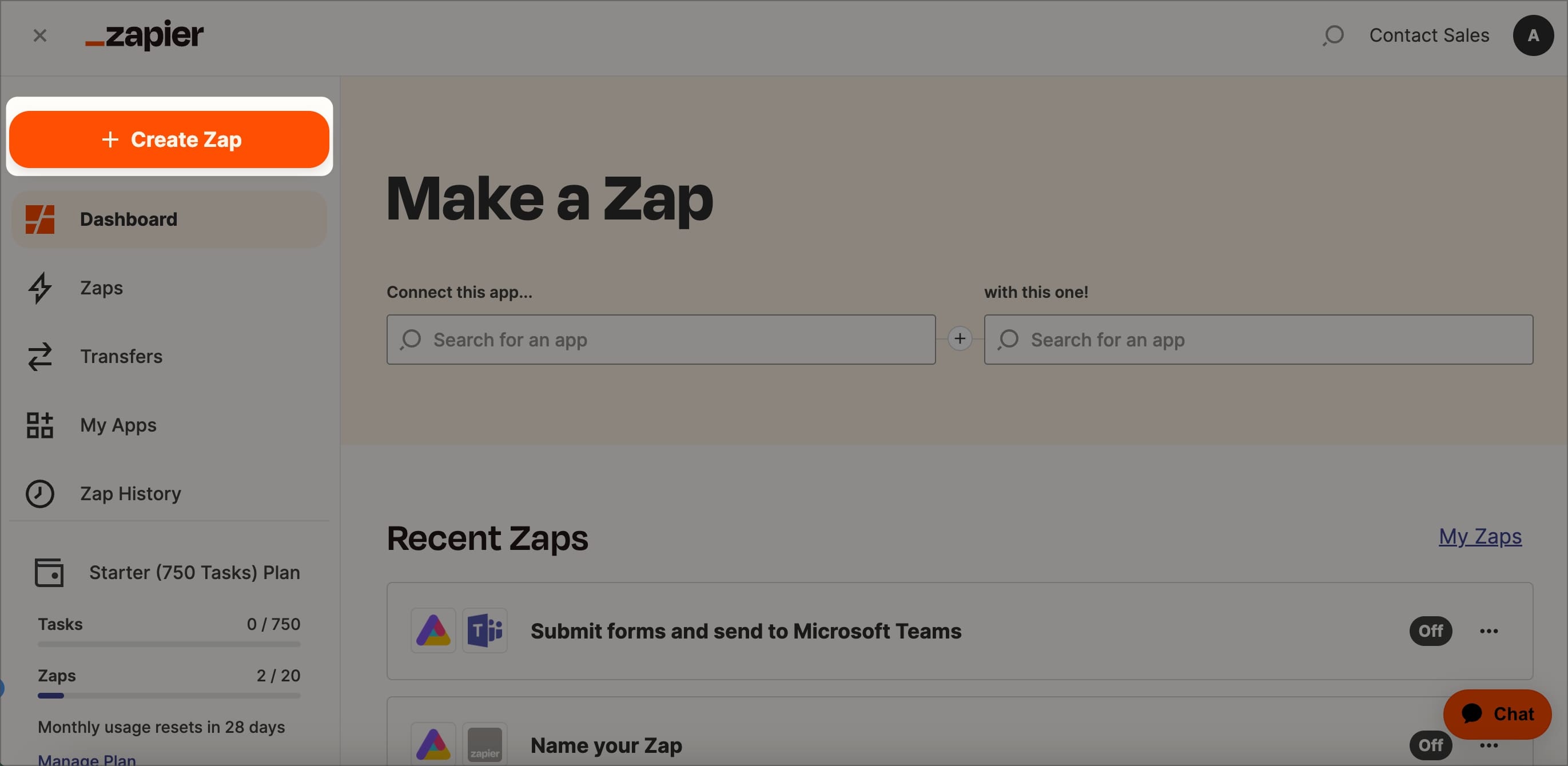 create zap