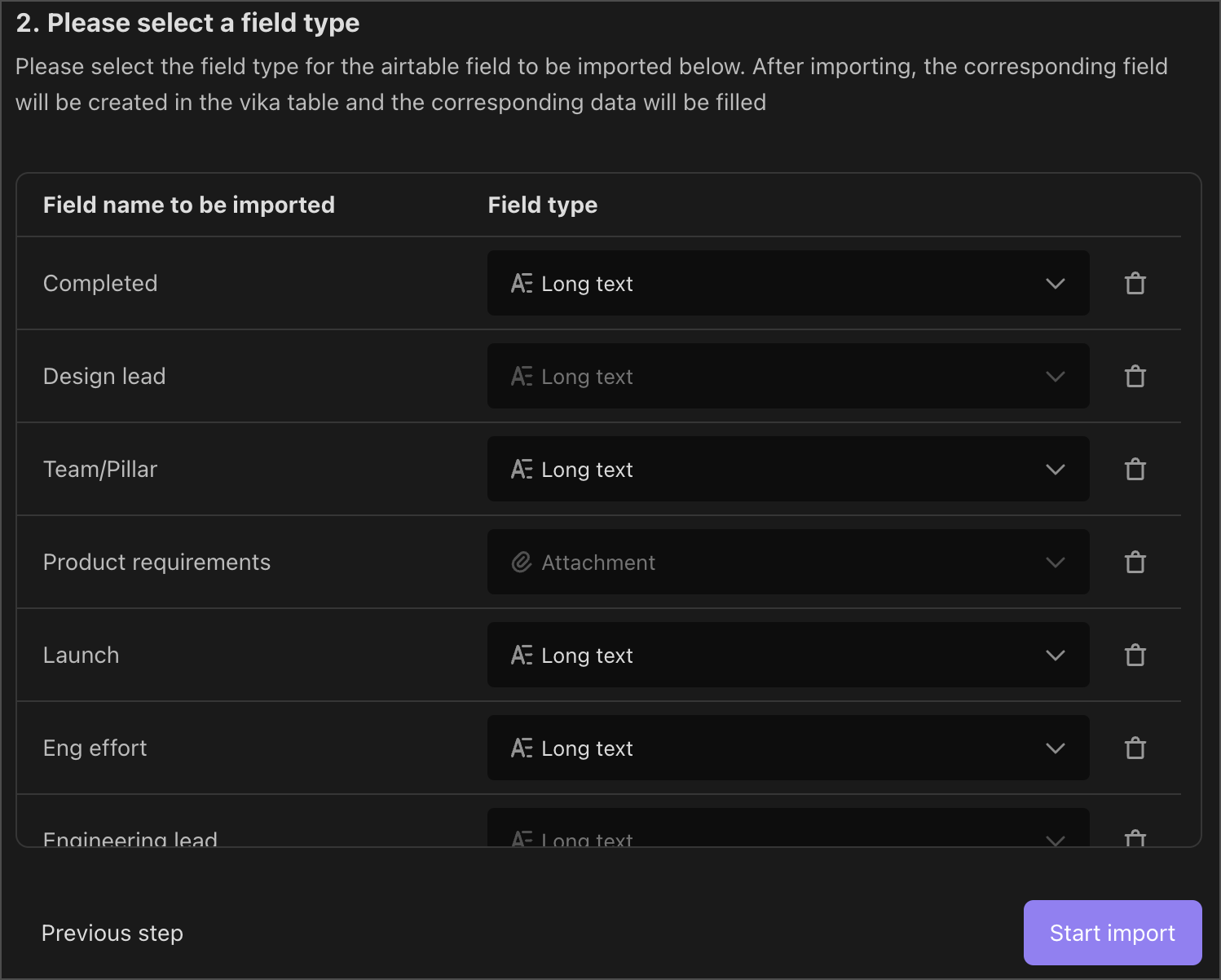 select field type